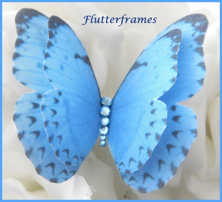 Fabric blue Butterflies,hair accessory, and made butterfly hair clip, butterflies
