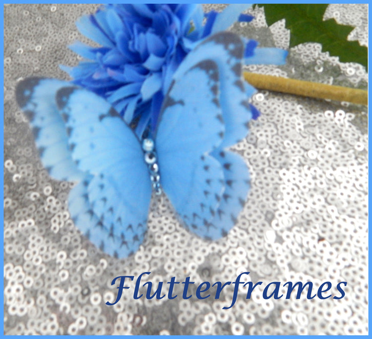 Fabric blue Butterflies,hair accessory, and made butterfly hair clip, butterflies