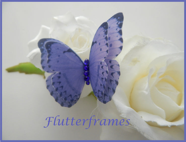 lilac wedding silk butterfly hair clips