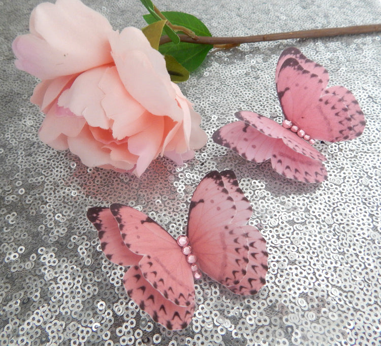 pink silk butterfly hair accessories