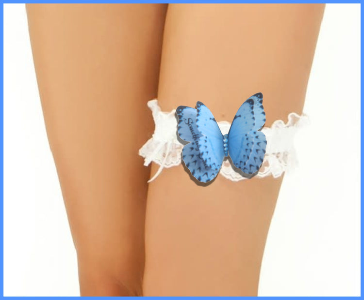 Something blue bridal silk clip for garter