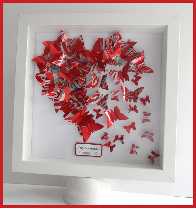 Coke can 10th anniversary butterfly heart  picture, Recycled