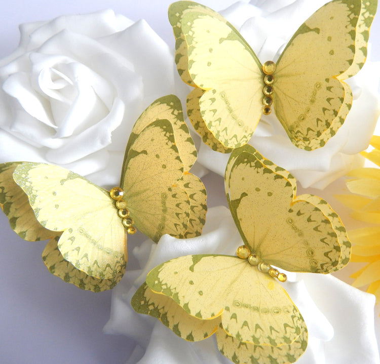 Beautiful yellow Butterflies decor, double layered stunning, stickers butterflies