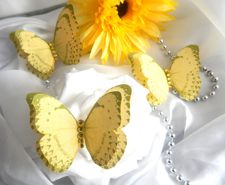 Beautiful yellow Butterflies decor, double layered stunning, stickers butterflies