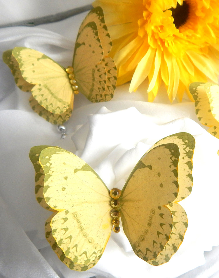 Beautiful yellow Butterflies decor, double layered stunning, stickers butterflies