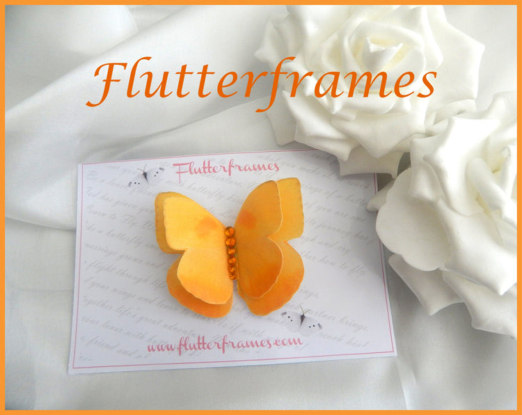 Hand crafted yellow butterfly silk hair accessory