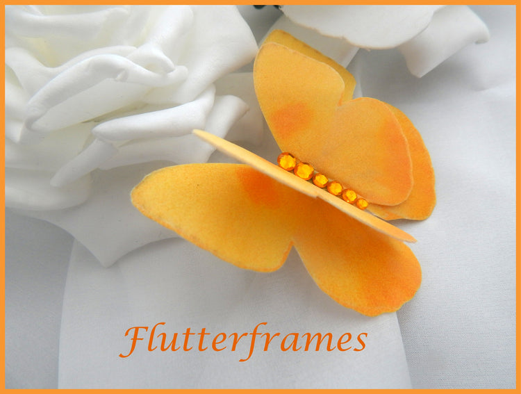 Hand crafted yellow butterfly silk embellishments
