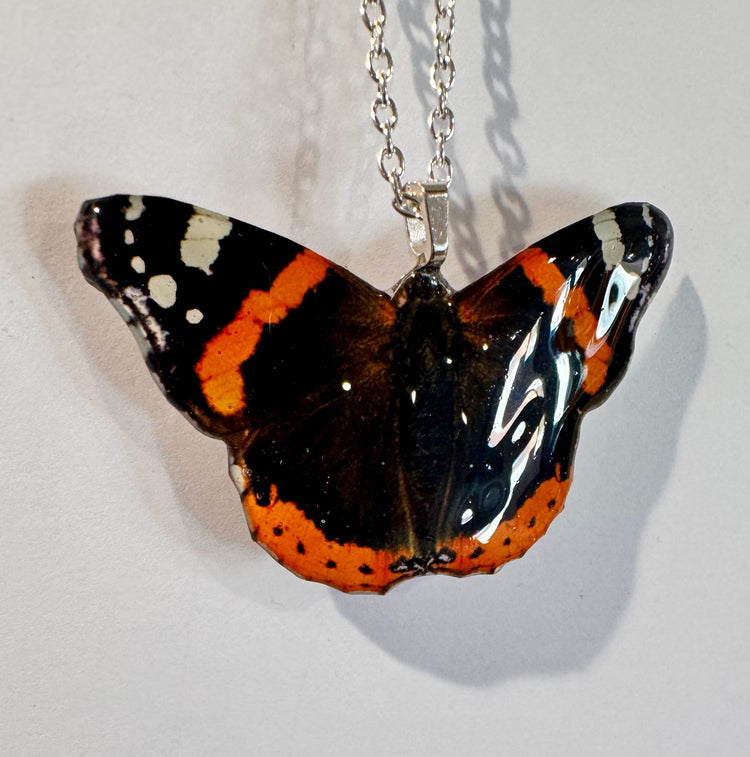 Red admiral butterfly pendant