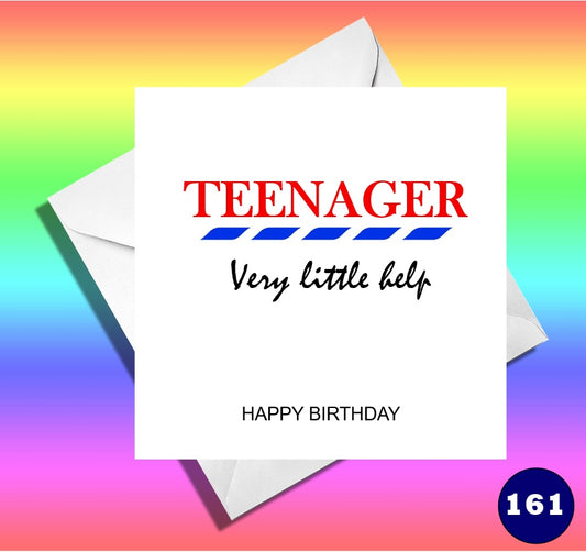 Teenager funny birthday card. Teenager - very little help!
