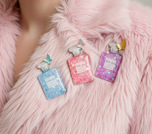 Handmade Perfume Bottle brooch – Upcycled Tin 