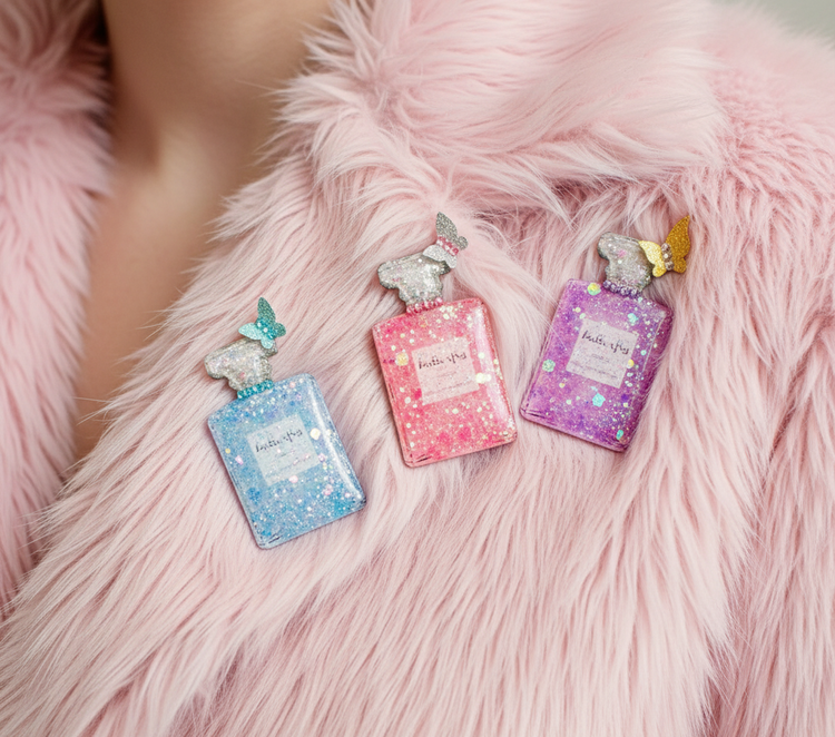 Handmade Perfume Bottle brooch – Upcycled Tin 