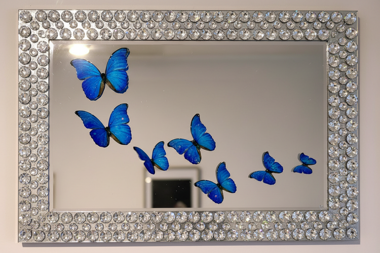 Blue shiny butterfly decorations, unique, hanmade
