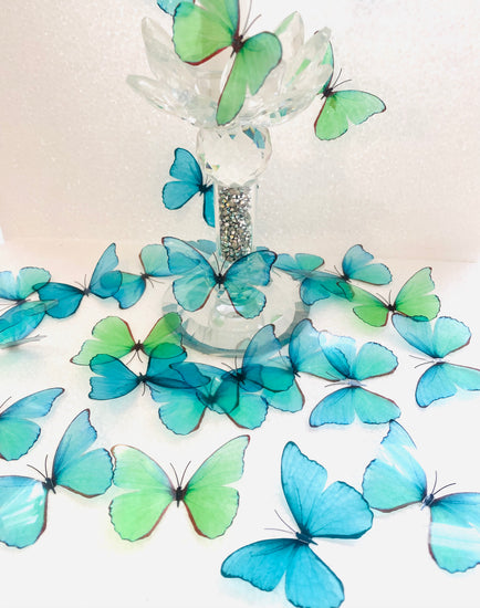 Green and  Turquoise Butterflies cake decorating