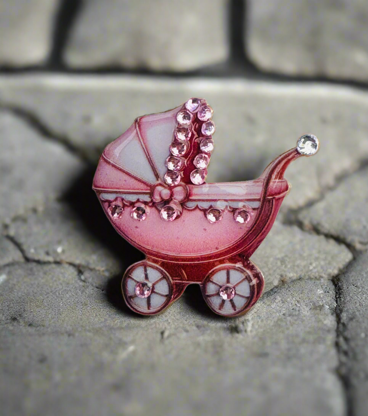 Pram pin. Sparkle enamel pin- congratulations on your pregnancy in pink or blue To Remind You How Fabulous You Are, Mini Enamel Pin