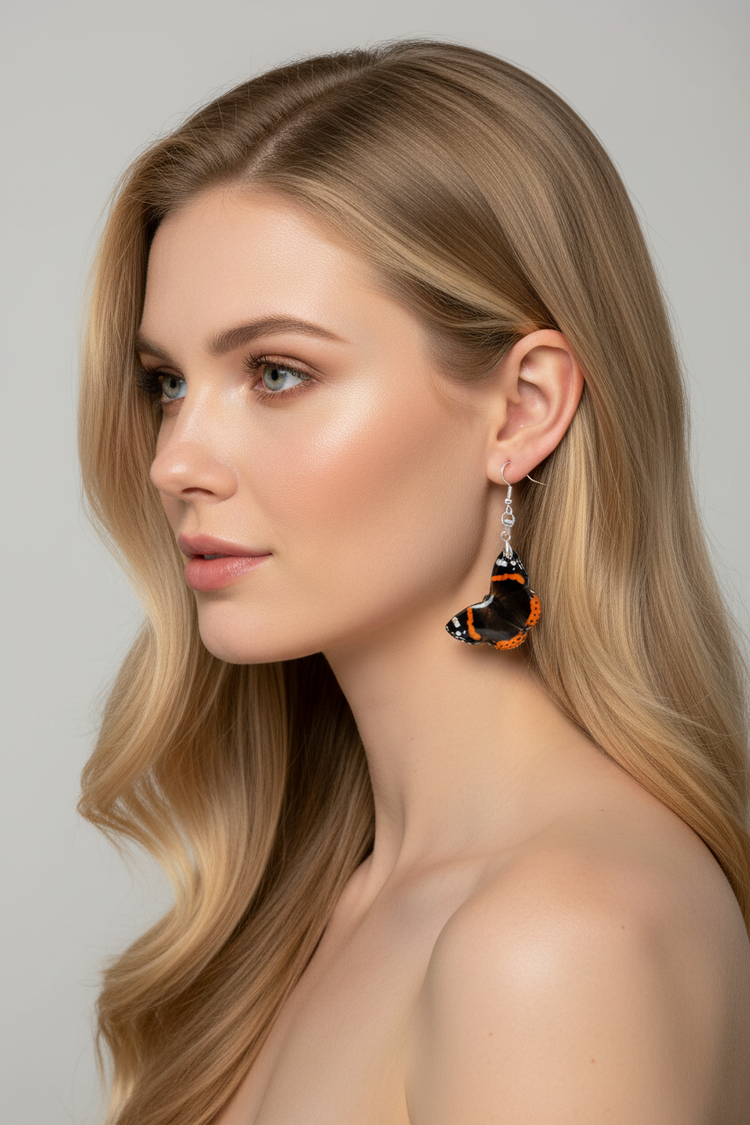 Red Admiral handmade butterfly earrings