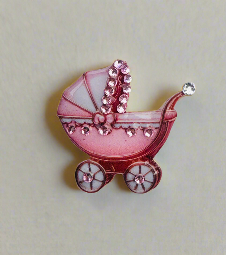Pram pin. Sparkle enamel pin- congratulations on your pregnancy in pink or blue To Remind You How Fabulous You Are, Mini Enamel Pin