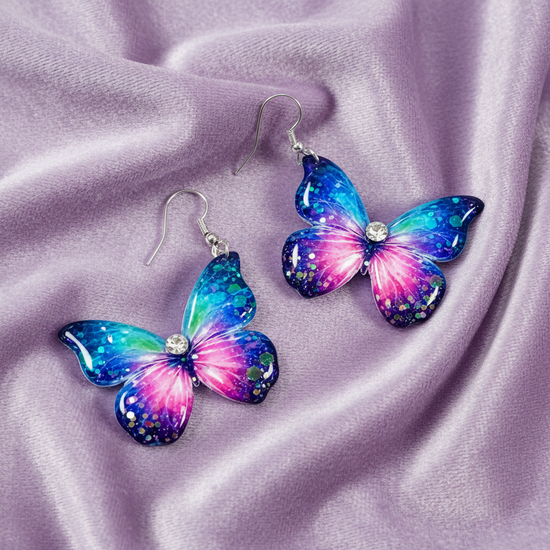 Beautiful butterfly earrings. Butterfly drop Earrings. Handmade from tin cans