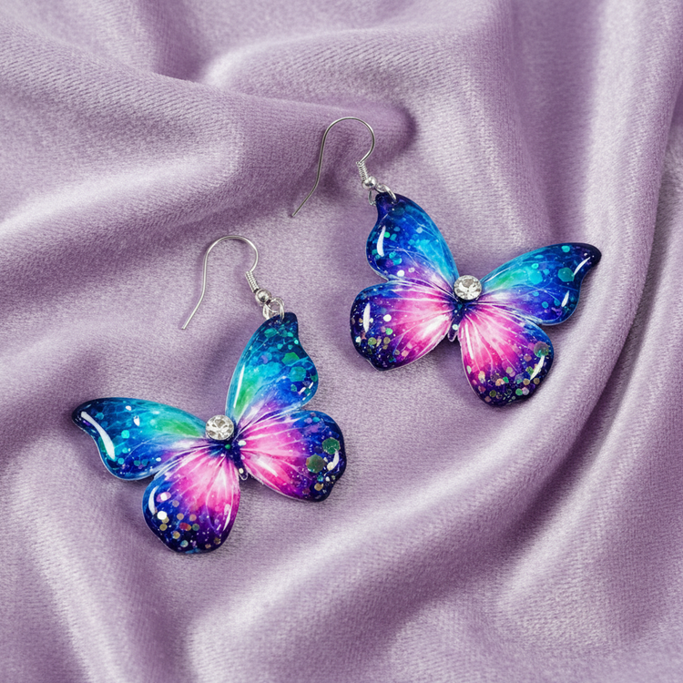 Beautiful butterfly earrings. Butterfly drop Earrings. Handmade from tin cans