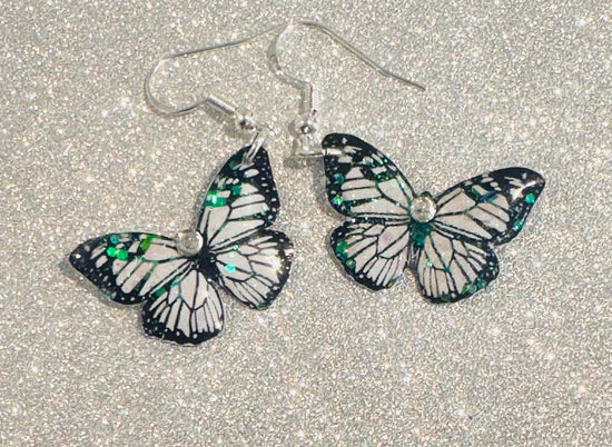 Black  and white  butterfly earrings