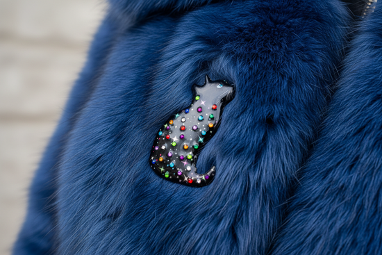 sparkly black cat handmade brooch