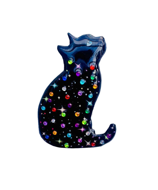 Black cat sparkle brooch