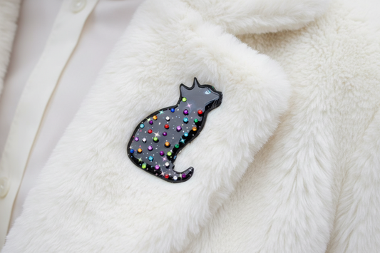 lucky  black cat brooch