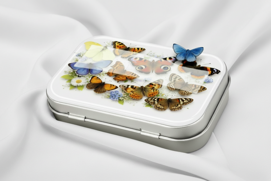 British butterfly tin, handmade