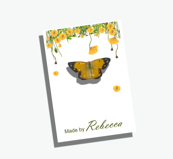 clouded yellow butterfly enamel pin made from recycled tin cans