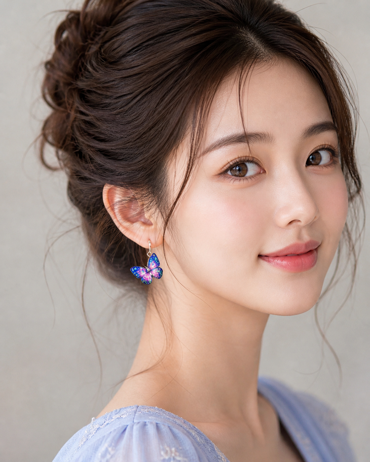 Butterfly-shaped earrings made from recycled tin cans