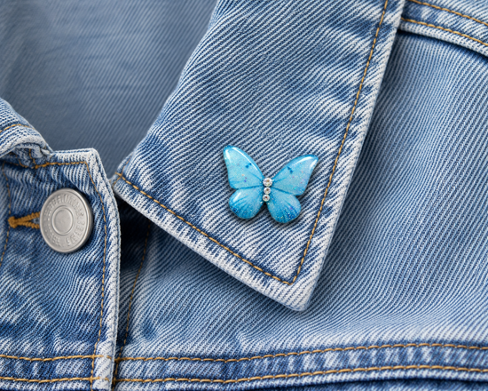 Butterfly brooch-lapel-badge.Butterfly lover gift.Amazing unique.Made from recycled tin cans.Anniversary gift