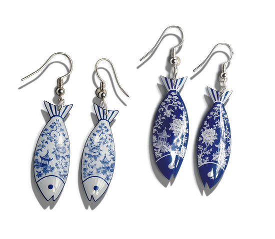Chinoiserie Blue and White earrings