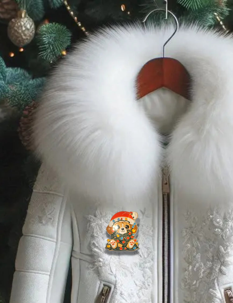 Christmas cute dog pin or magnet


