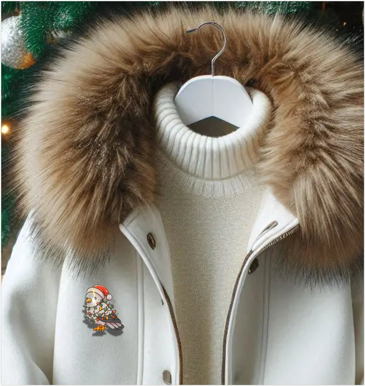 Christmas pigeon enamel pin or magnet handmade from tin cans