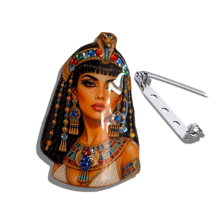 An Egyptian-themed pinback brooch Cleopatra