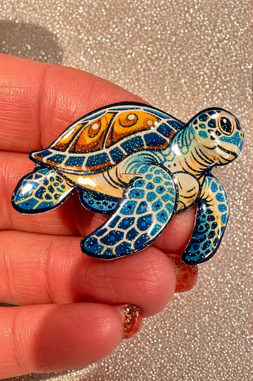 Colorful turtle-shaped brooch