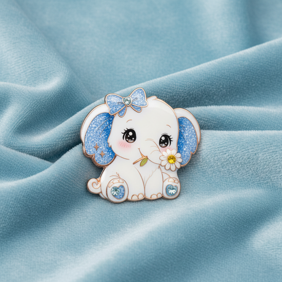 Cute blue elephant enamel Pin or magnet 