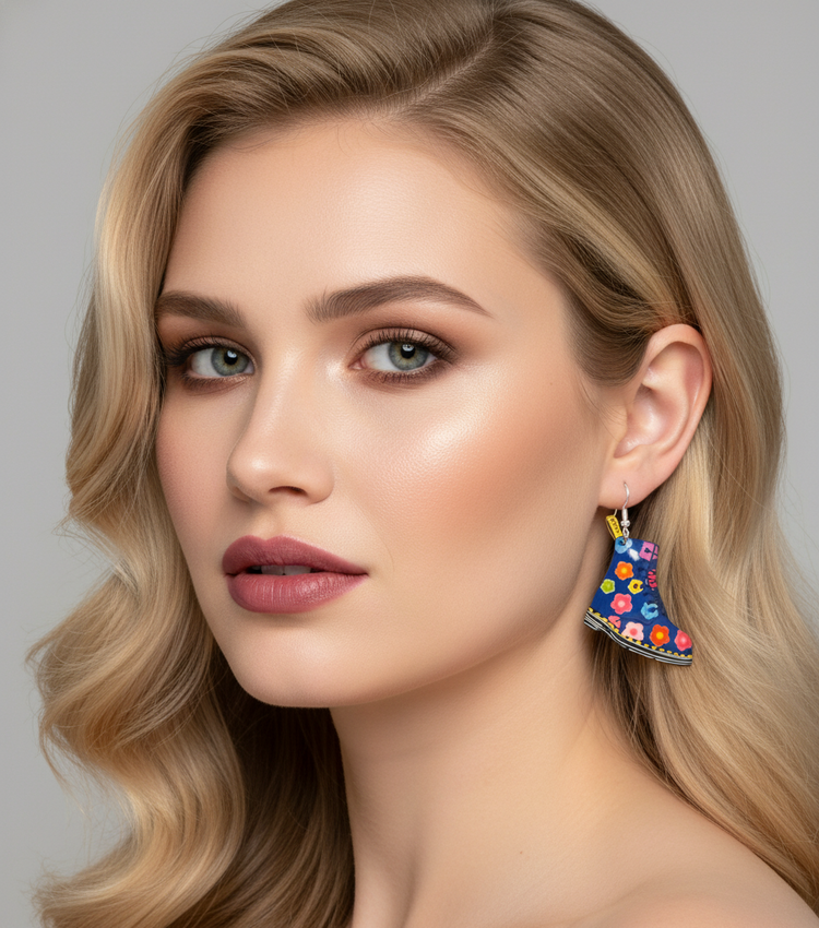Dr Marten boots drop earrings navy floral
