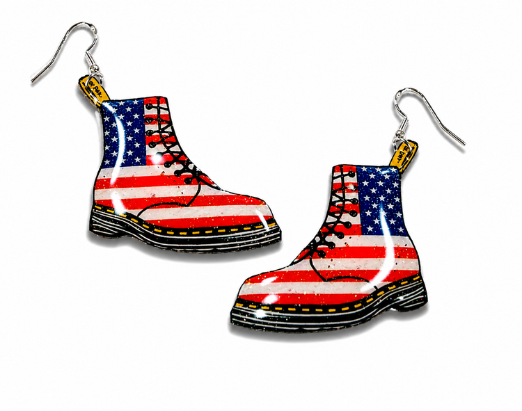 Dr Marten USA flag boot earrings. Unique 