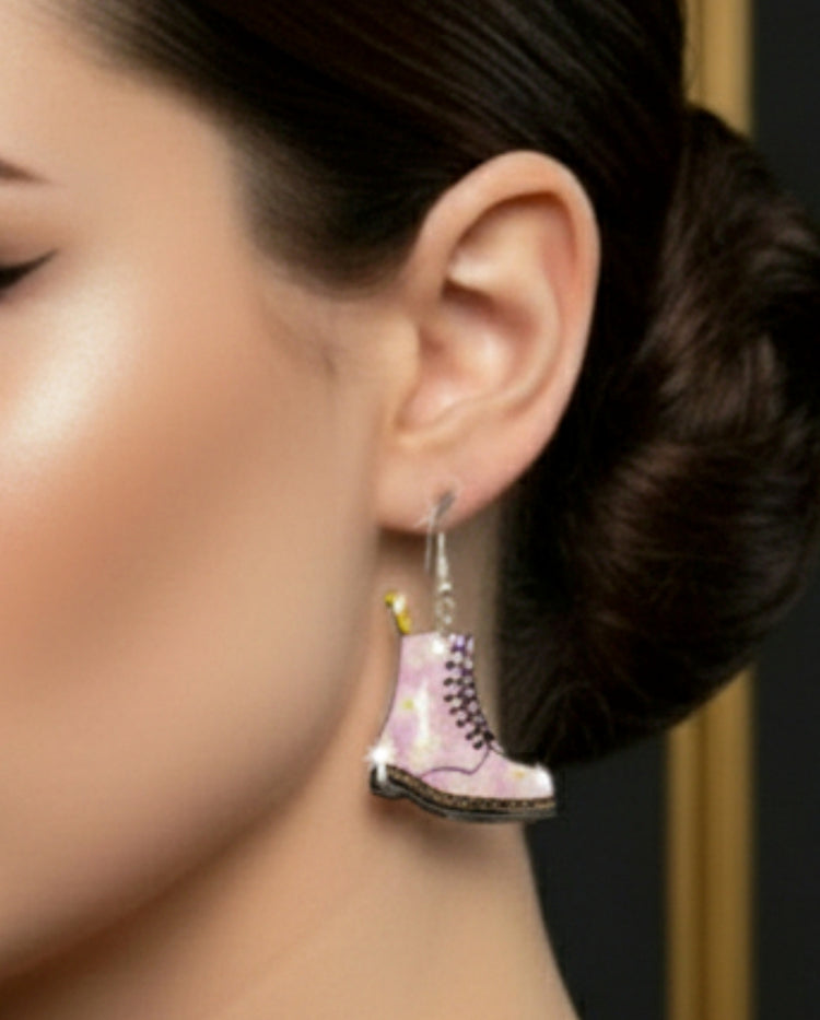 dr martens lilac daisy boot dangle earrings
