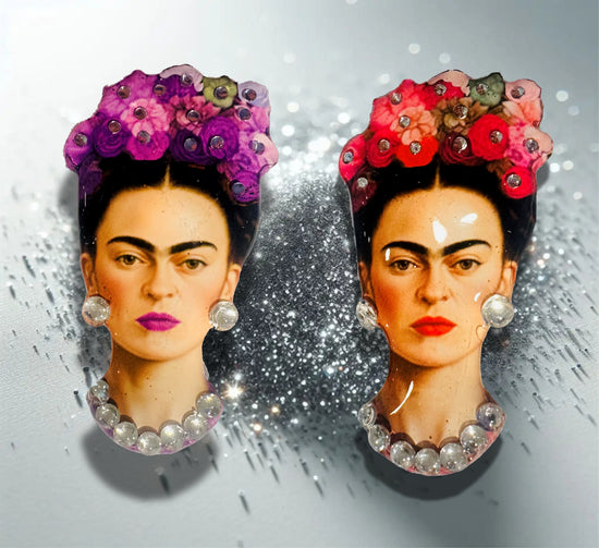  Frida kahlo brooch/Mexican art inspired, unique, made from recycled tin cans