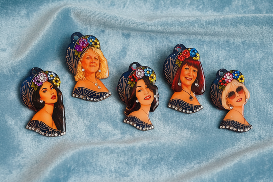 Flapper girl photo brooch, personalised Magnet or key ring, by flutterframes