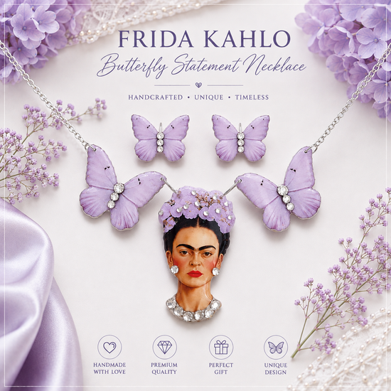 Frida Kahlo lilac statement jewellery