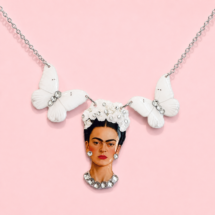 Frida Kahlo white statement jewellery