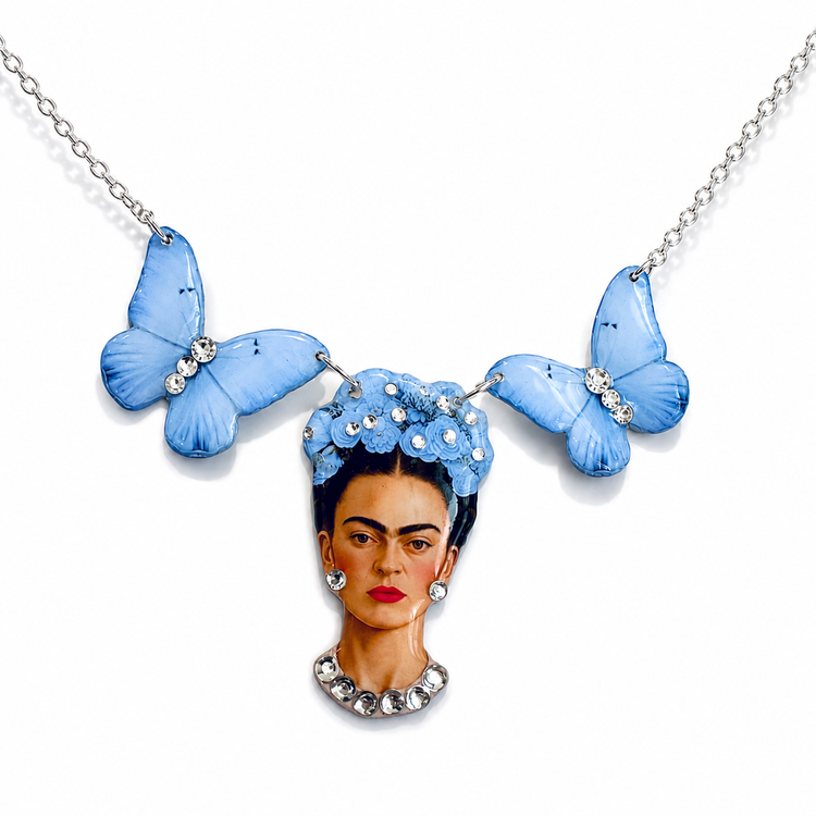  Frida Kahlo with blue butterfly wings by flutterframes