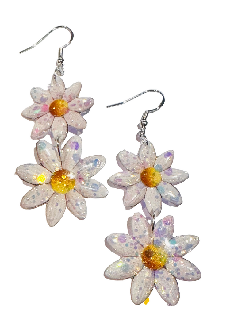 Statement daisy earrings, handmade 