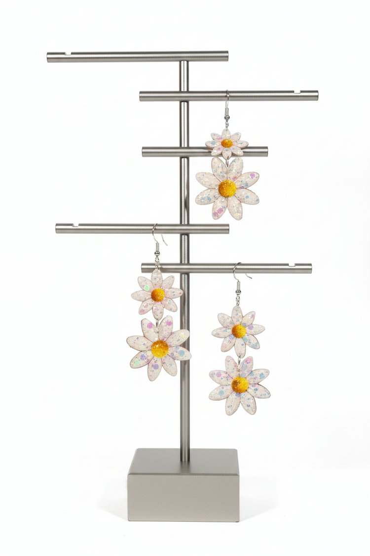 Statement daisy dangle earrings