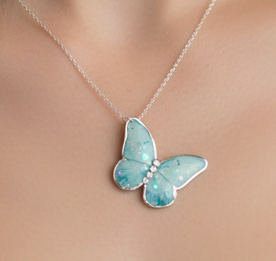 Silver and Blue butterfly pendant