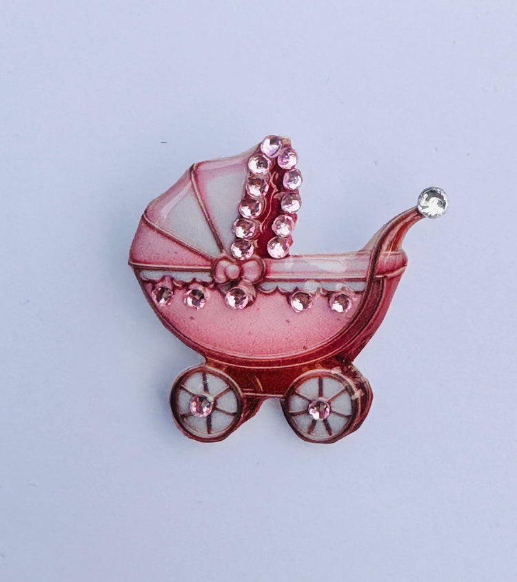 Pram pin. Sparkle enamel pin- congratulations on your pregnancy in pink or blue To Remind You How Fabulous You Are, Mini Enamel Pin