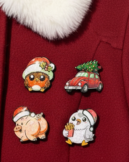 Funny cute animal Christmas pins 