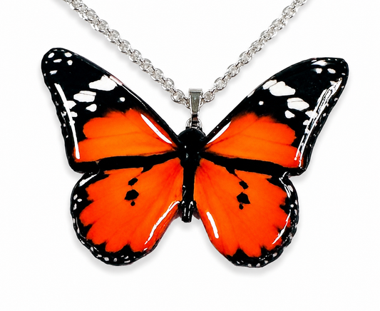 Handmade Red butterfly pendant.Lesser Wanderer